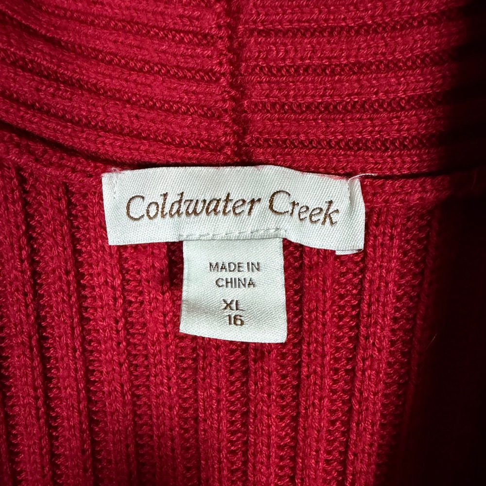 Coldwater Creek‎ Red Sleeveless Shawl Collar Sweater Vest XL Holiday Christmas - Picture 3 of 8